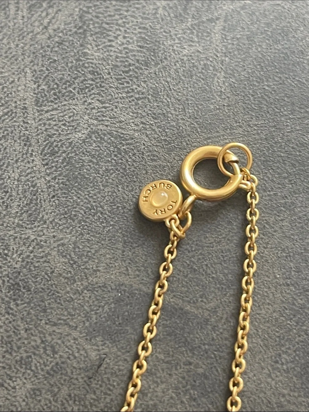Tory Burch Gold Logo & Floral Motif Necklace